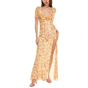 Staud Floral Gown in Yellow Ditsy Print